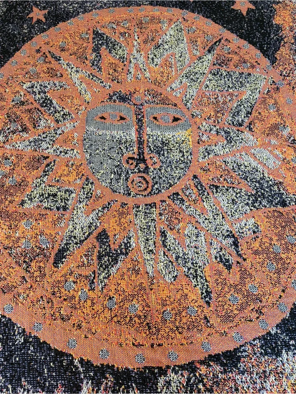 Vintage Laurel Burch - Rug Barn Celestial Sun Throw Blanket Tapestry